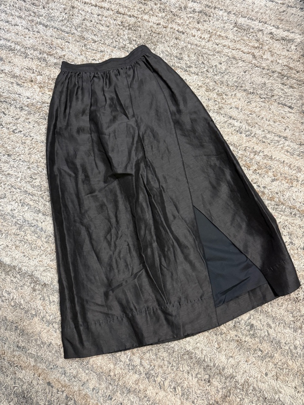 Aje Black linen blend Maxi Skirt with Side Slit Sz 12